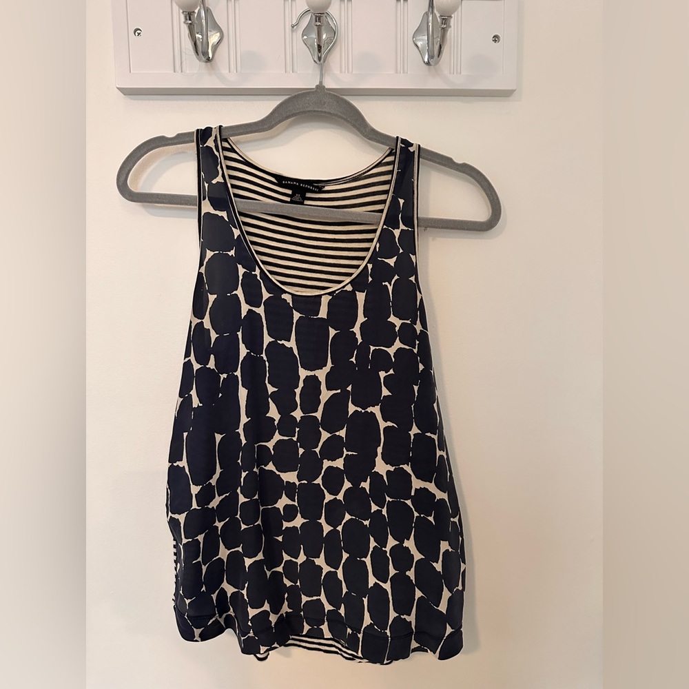 Banana Republic Blue and White Sleeveless Tank Top - XS Small - Good Quality